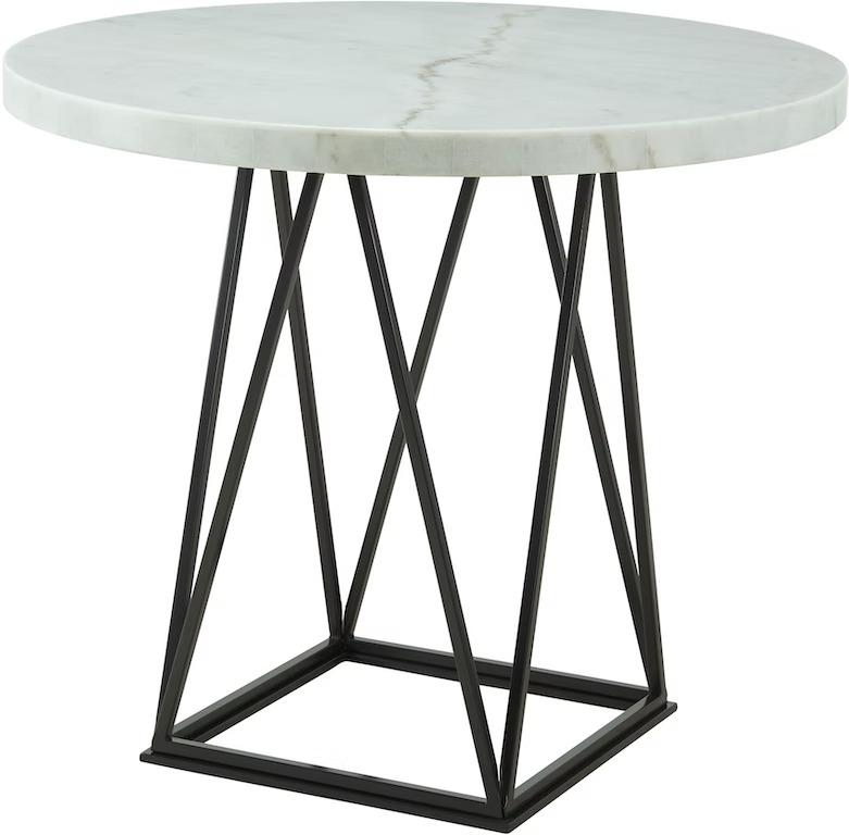 4 Chairs in Gray Fabric with round marble counter height table